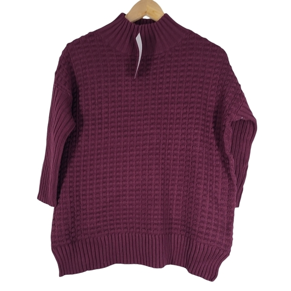 NWT French‎ Connection Mozart Popcorn Cotton Sweater In Burgundy Oversized XS - Picture 2 of 6